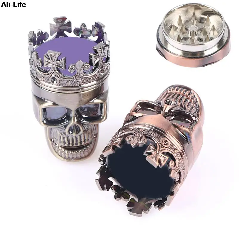 1PC hot 3 Layers Classic King Skull Plastics Tobacco Herb Spice Grinder Crusher Hand Muller Smoke Grinders Smoking Accessories