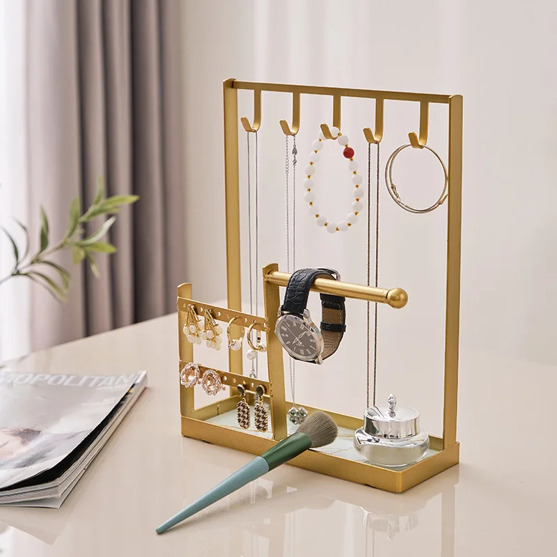 Multifunctional Jewelry Display Rack Earrings Necklace Organizer Stand Women Bracelet Watch Desktop Storage Rack