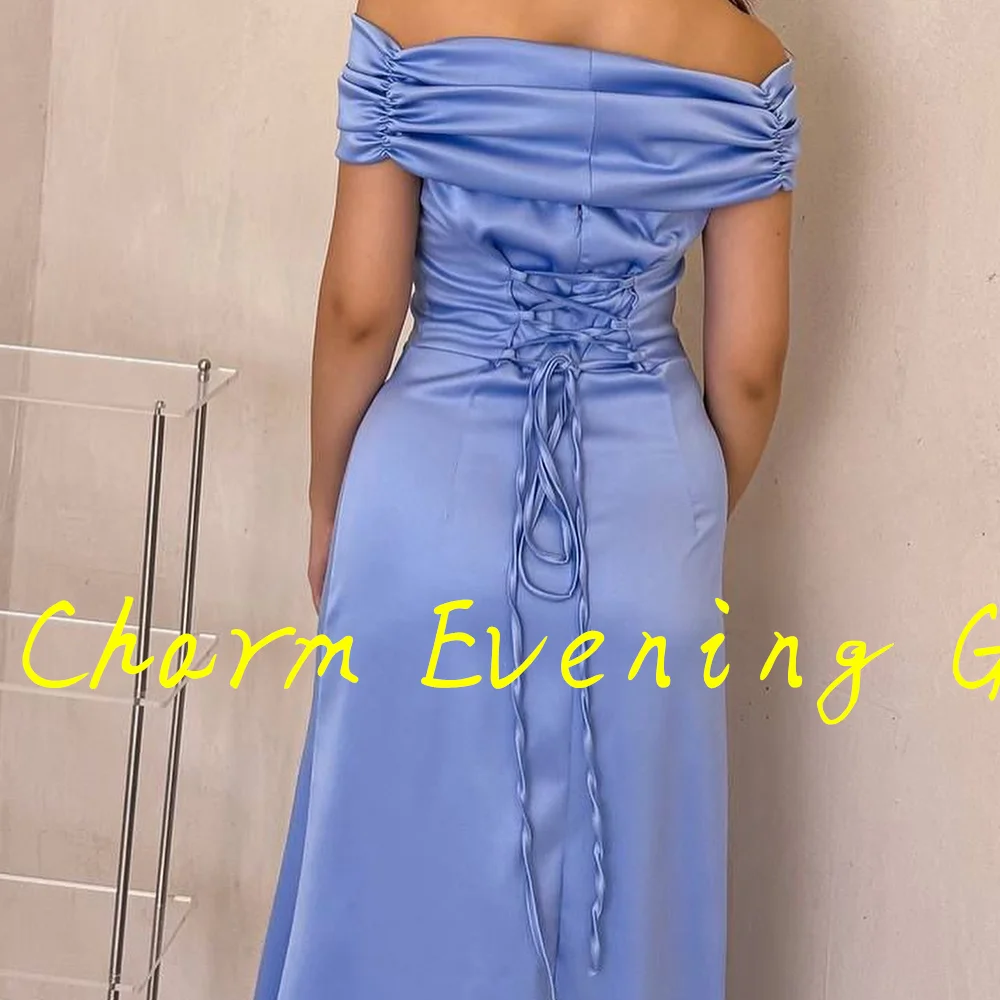 Straight Ankle Length Strapless Off the Shoulder Sleeveless Jersey Evening Dress Special Occasion Gowns Photo Color Modern