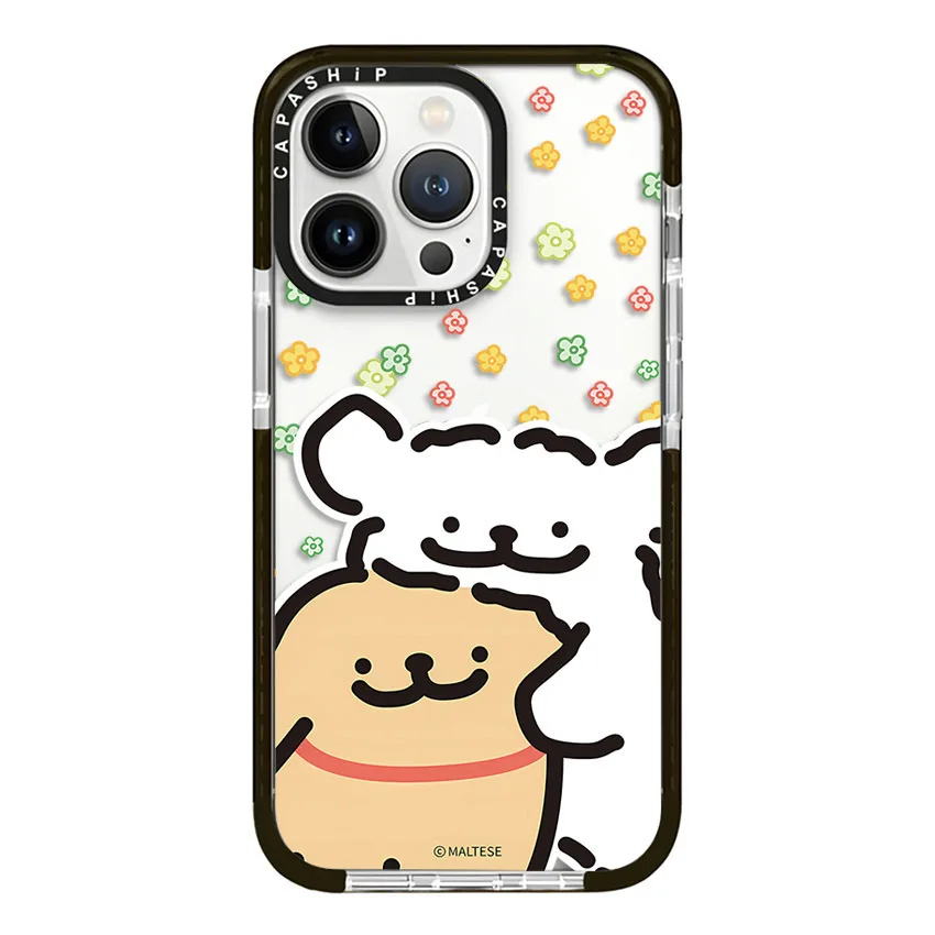 Cute Cartoon Line Dog Label Sticker Case For iPhone 16 15 14 13 12 11 Pro X XS XR Max 7 8 Plus SE Soft TPU Shockproof Back Cover