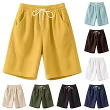 

Men's Corduroy Shorts Retro Summer Beach Shorts for Men 2026 Solid Drawstring Elastic Waist Baggy Streetwear Male Bottoms