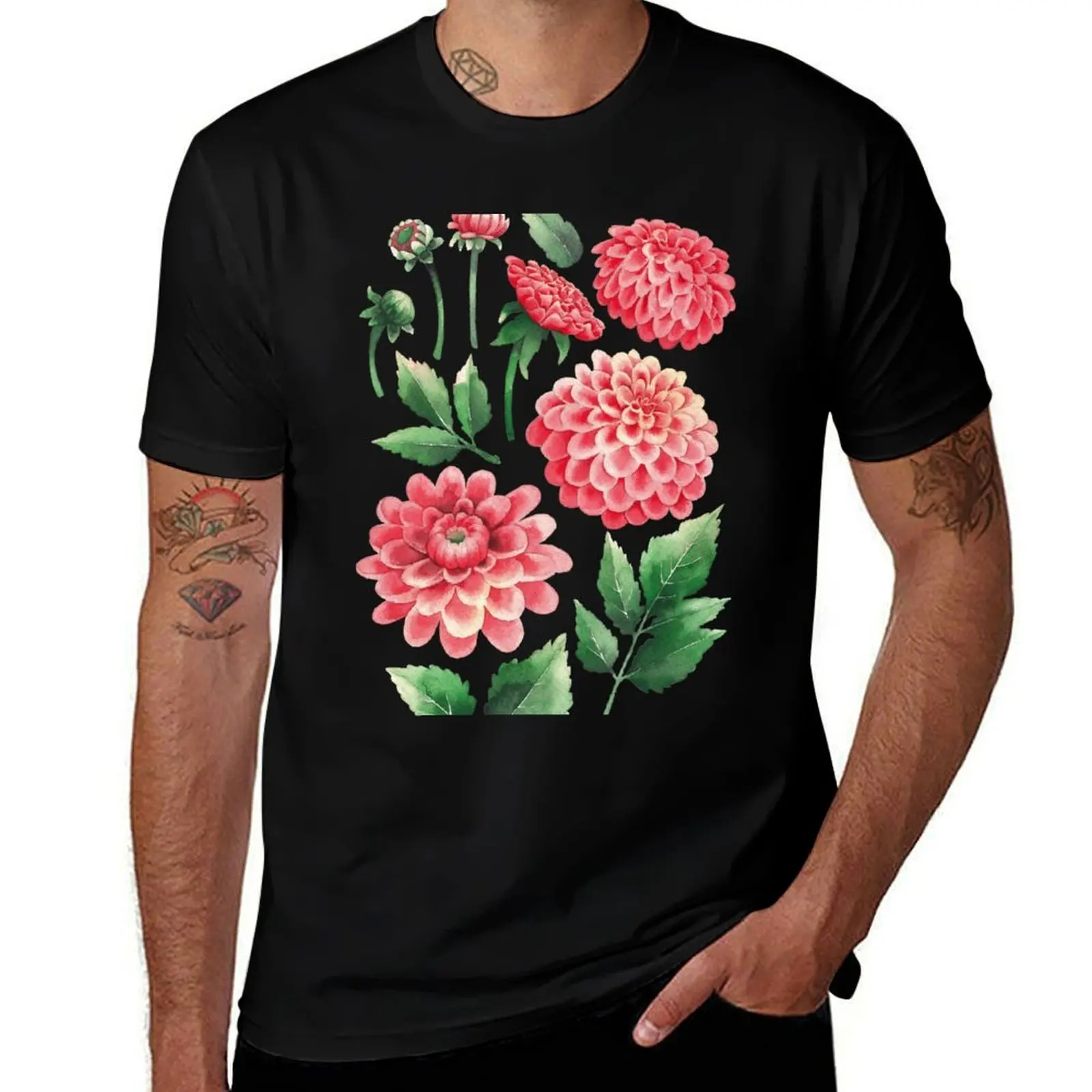 

Watercolor dahlias T-Shirt blanks anime tshirt vintage t shirts mens funny t shirts