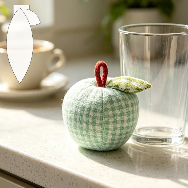 YOMDID 3pcs Plaid Fabric Apple Ornament Making Sewing Template For DIY Handmade Apple Decorations, Christmas Holiday Home Decor