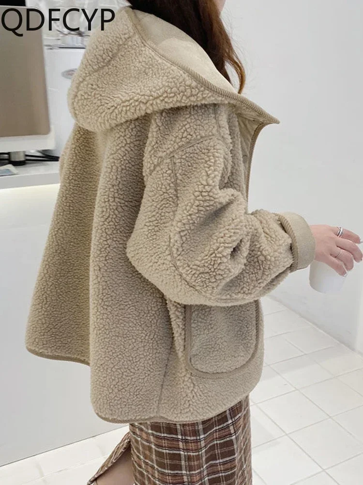 Autumn Winter New Womens Coats Fashion Two Sided Warm Soft Lamb Fur Jacket Top Korean Version Simplicity Casual Over Size Coat