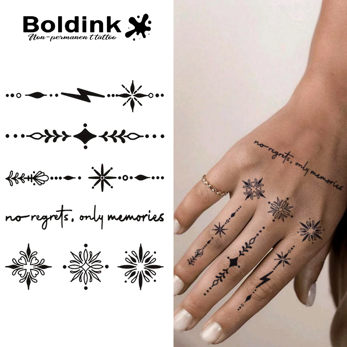 Geometric Messages Temporary Tattoo,Lasts To 15 Days New Technology Magic Waterproof Semi Permanent Sticker.