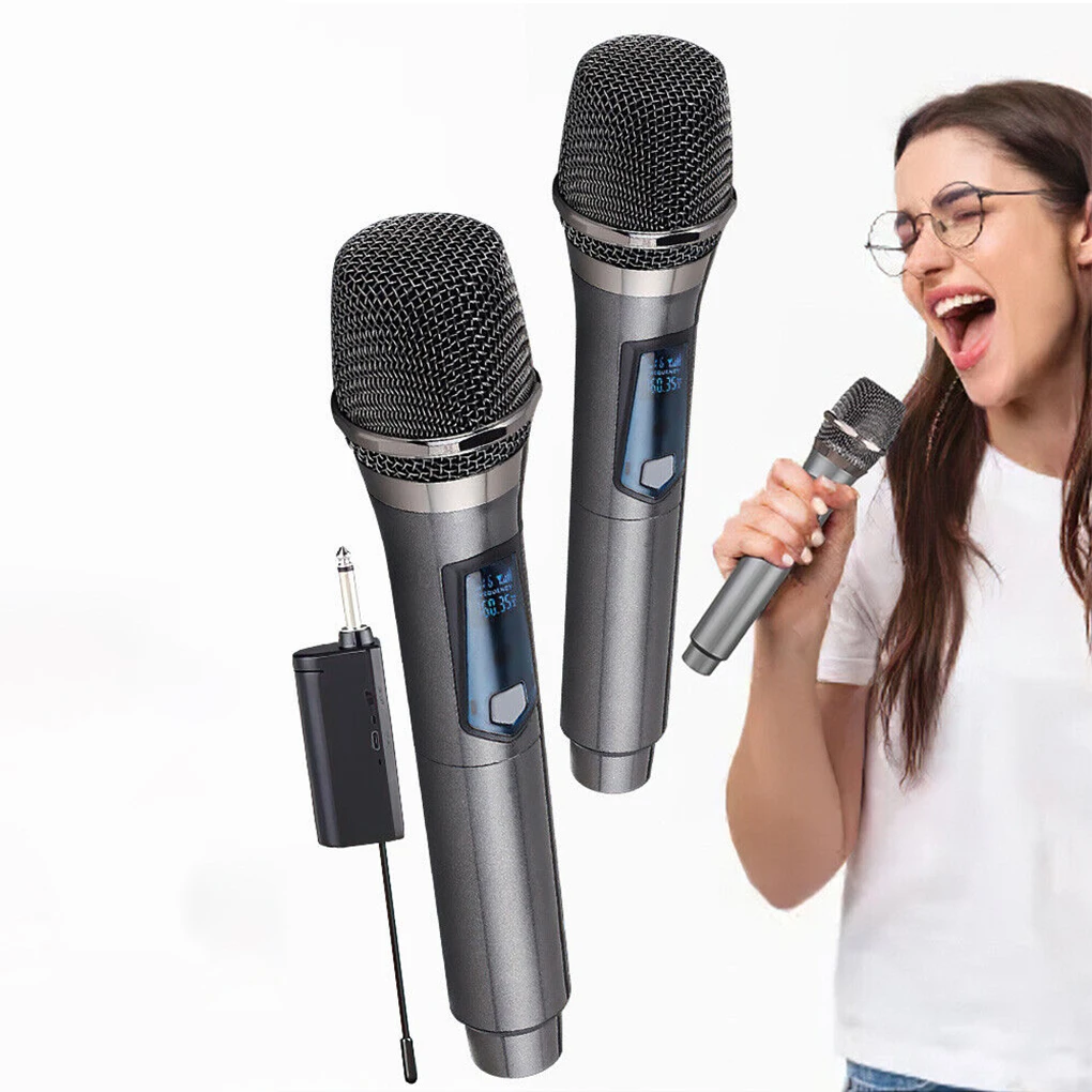 

Wireless Microphone 2 Channels UHF Professional Handheld Mic Micphone For Party Karaoke Professional Church Show Meeting