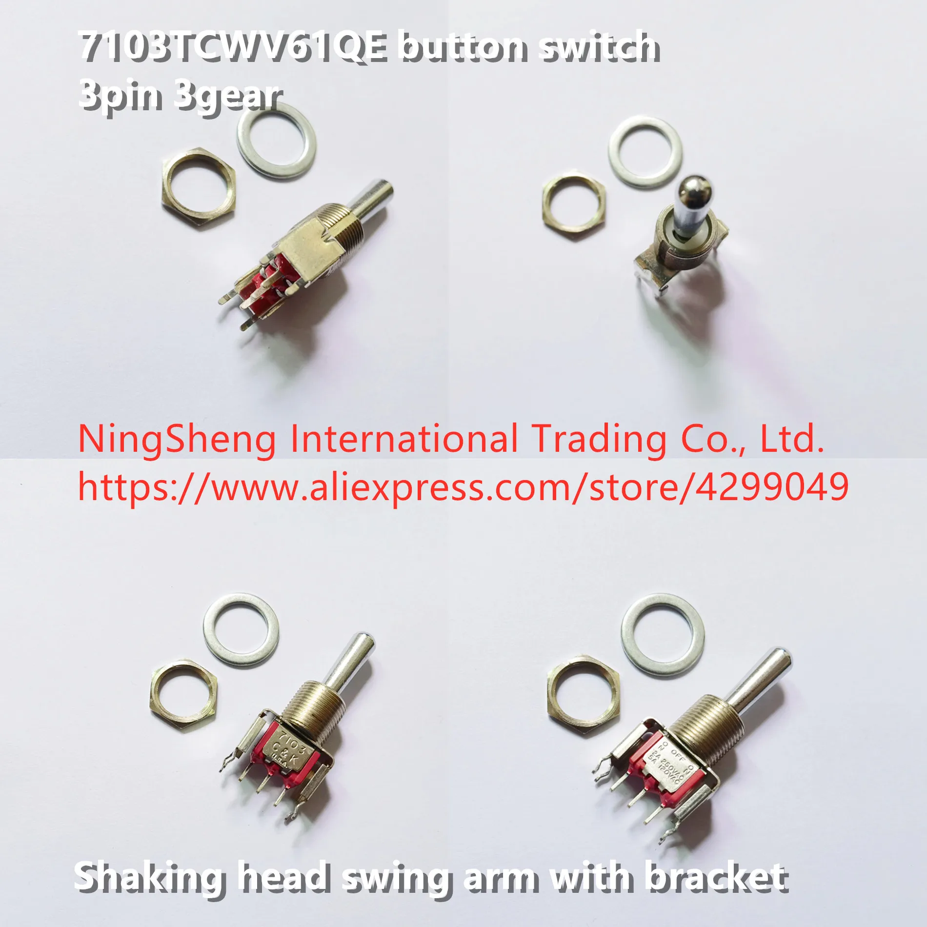 Original new 100% 7103TCWV61QE button switch 3pin 3gear shaking head swing arm with bracket