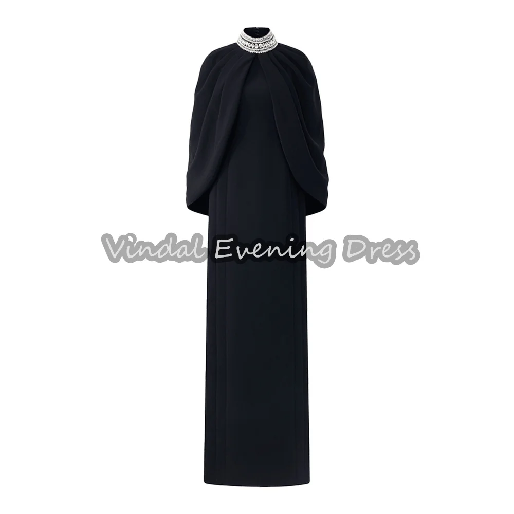 

Выправдальное креповое прямое платье длиной до пола, простые вечерние платья для женщин, 2025 г., со складками из бисера, элегантное вечернее платье в Саудовской Аравии