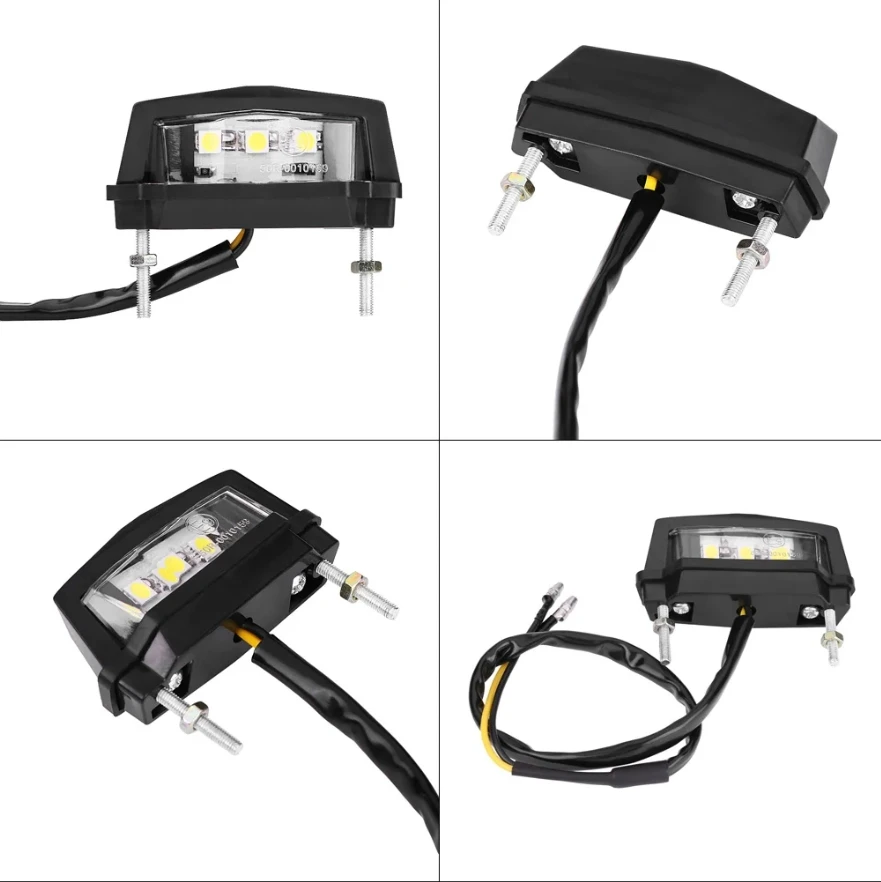 1Pcs 12V Motorcycle LED License Plate Light LED Rear Tail Number Light Universal Waterproof Plastic Light Indicators Motorbike