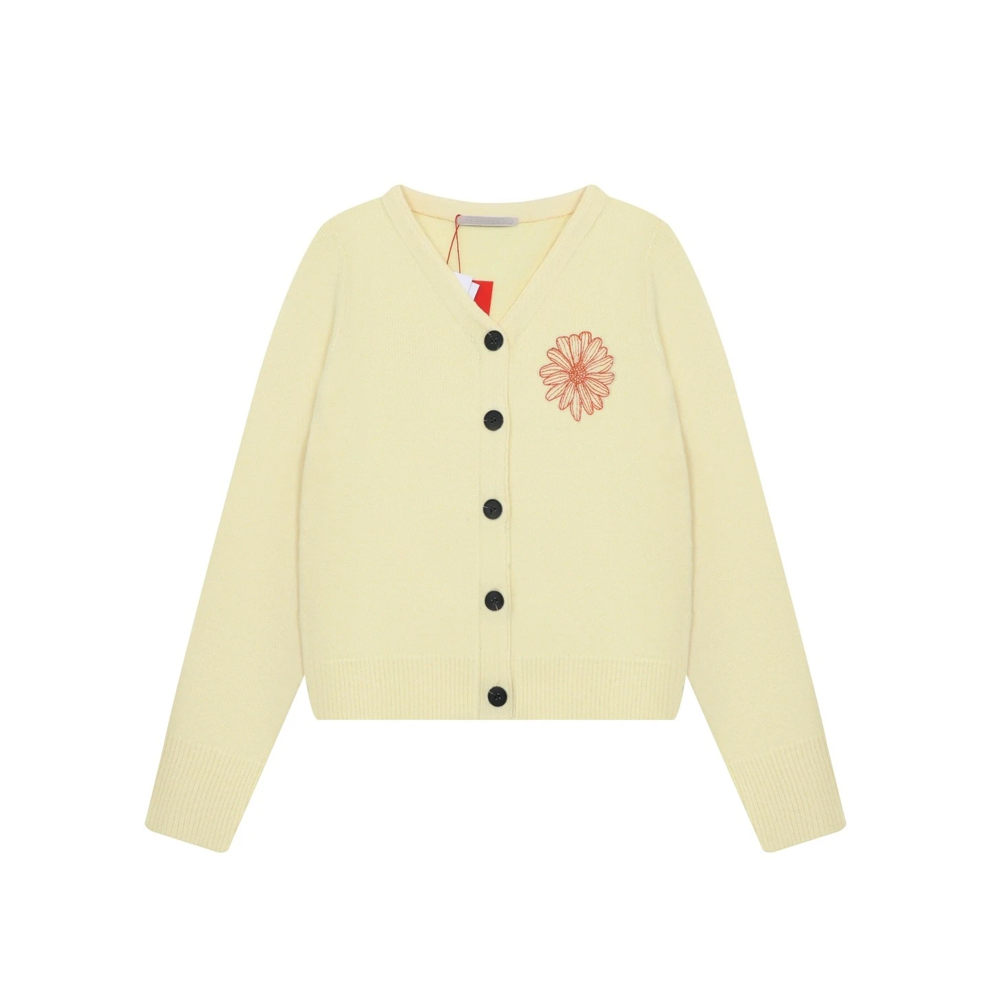 Women's Cardigan Daisy Embroidery V-Neck Long Sleeve Knit Cardigan for Autumn Winter Daily Outing and Travel