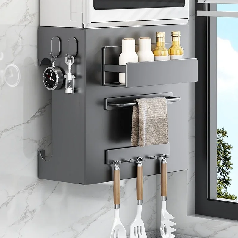 Magnetic Wall-mounted Kitchen Gas Pipeline Shield Multifunctional Knife Rack No Punching Storage Shelf