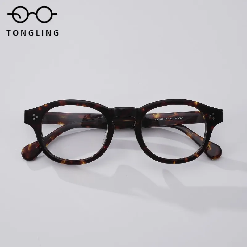 

High-Quality New Classic Women Fashion Handcrafted Premium Acetate Tortoiseshell TwoTone Men Retro Oval Multistyle Glasses Frame