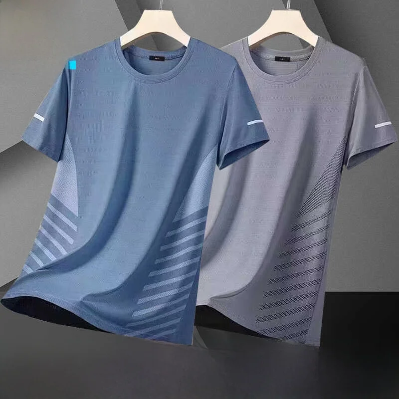 

Мужская футболка из модала и хлопка с эффектом ледяного шелка, летняя спортивная футболка с коротким рукавом, тонкий топ с круглым вырезом, модная молодежная модель.