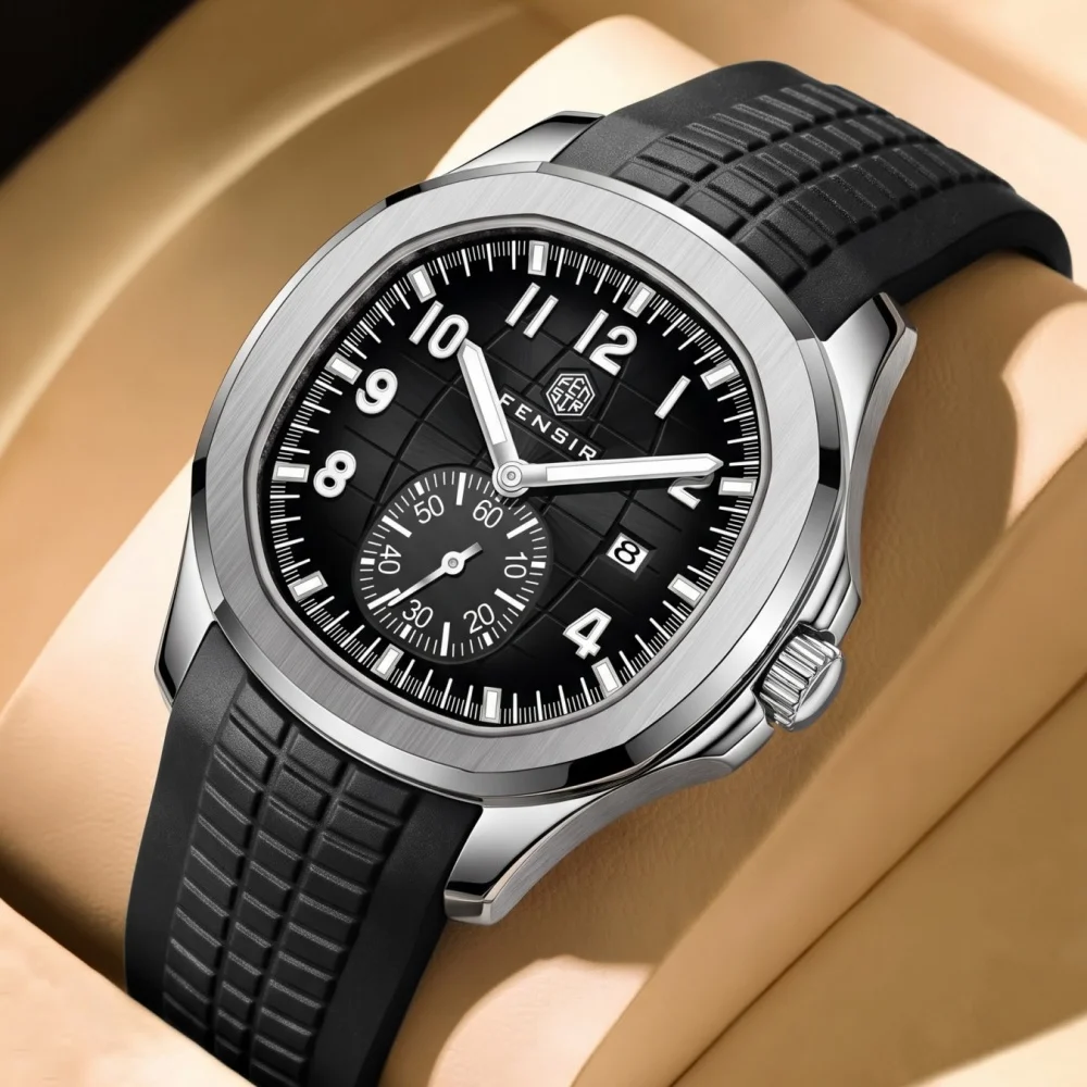 New Stylish Men's Quartz Watch with a Checkered Dial and Small Second Hand, Calendar Display, Waterproof Wristwatch, Wear-Resistant Rubber Strap, Punk Fashion Casual Business Sports Dual-Use Men's Trendy Watch, Great G
