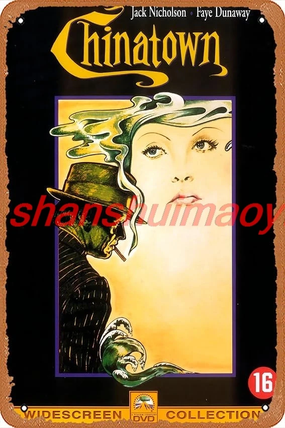 Chinatown Movie Poster Tin Painting Tin Sign Metal Sign Vintage Metal Poster Home Wall Decoration, Multicolor, 8in x 12 inc HAI