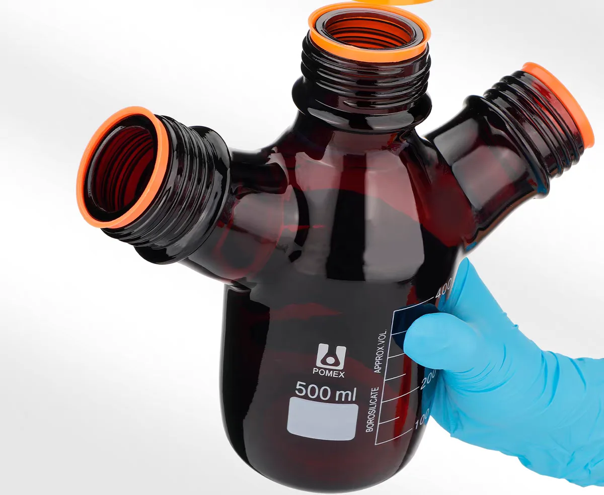 250ml-2000ml-brown-screw-top-two-three-four-necked-mobile-phase-vials-laboratory-hplc-liquid-chromatography