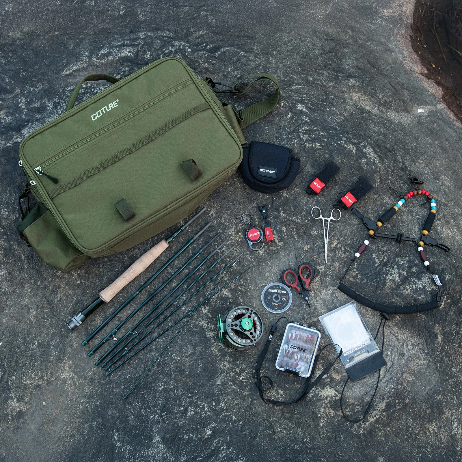 

GOTURE Full Fly Fishing Rod Reel Combo 9FT 5WT 8-Piece Fishing Rod with Pre-Spooled Fly Reel and Tool,outdoor Travel Pole Set