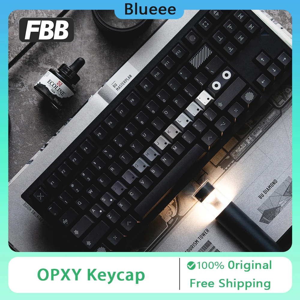 FBB OPXY موضوع Keycap مجموعة PBT الأسود التدرج سميكة الكرز الشخصي Keycap لملحقات لوحة المفاتيح الميكانيكية 146 مفاتيح
