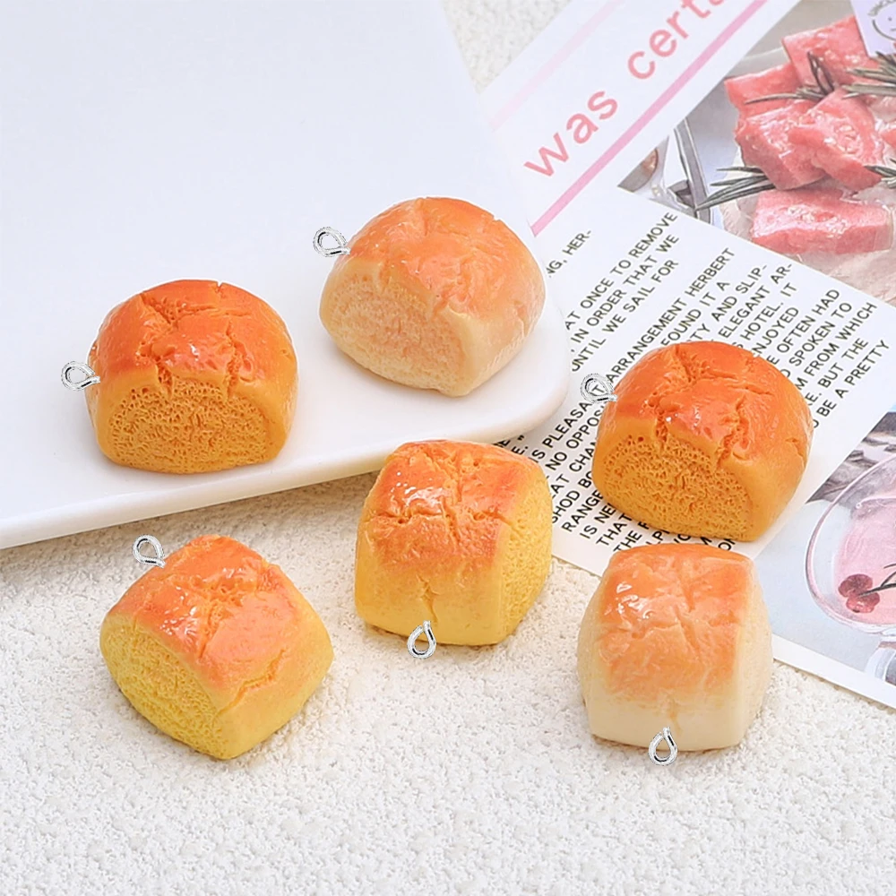 5PCS Shiny Roasted Mantou Series Flat Back Charms For Earrings Bracelet Hairpin DIY Jewelry Pendants Decoration Accessories