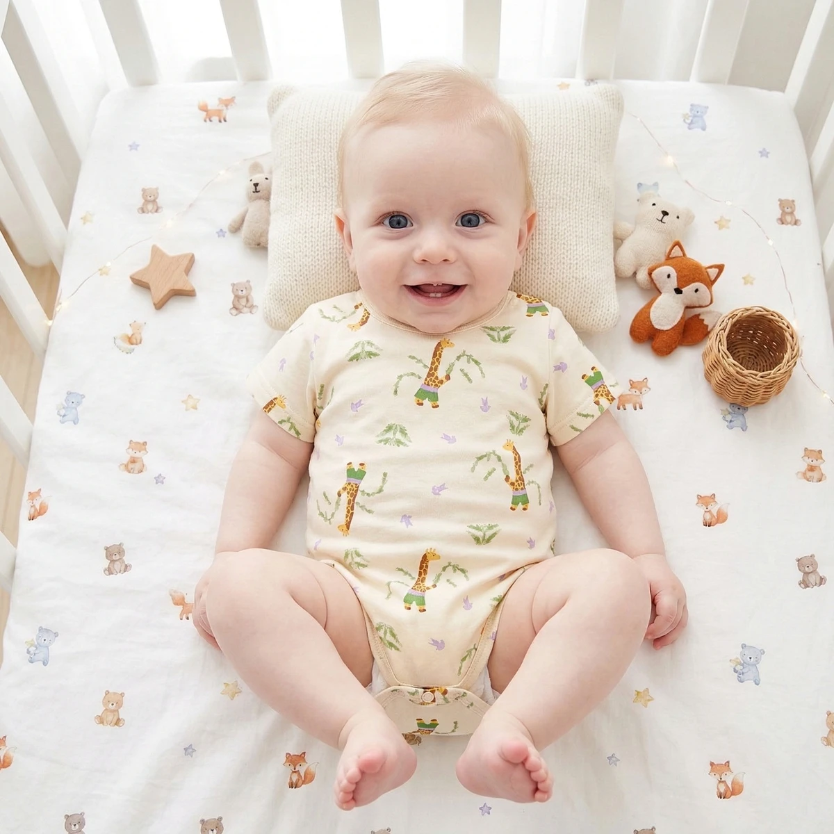 Cute Giraffe Print Baby Boys Girls Bodysuits Summer Fashion Infants Animals Onesies