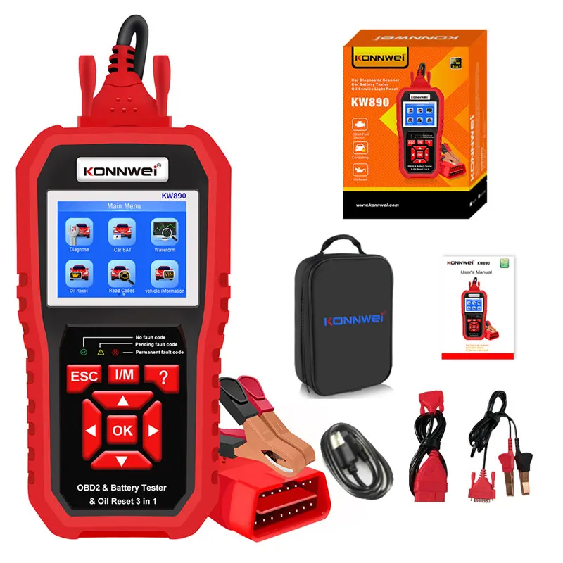 KONNWEI Code Readers KW890 OBD2 Oil Reset Scanner Auto Professional Battery Tester Analyzer Engine Check Auto Diagnose Tools