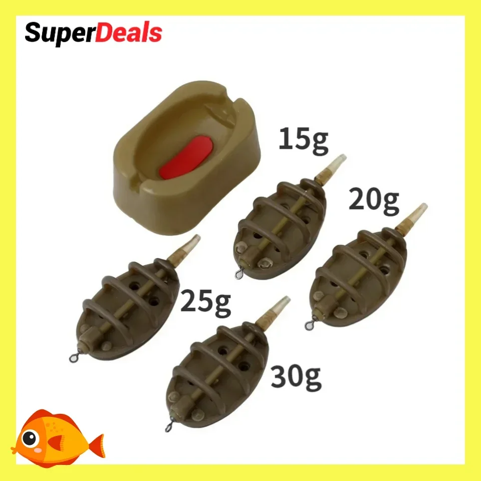 Outdoor Bait Thrower Feeder Plumb Set Bait Carp Mould Fish Tackle Inline Method Fishing Bait Holder Tool Accessory 1 Set