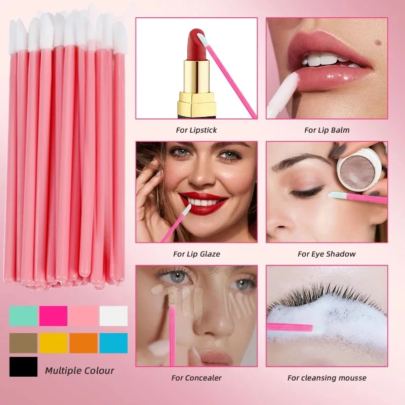 50 + 50 pezzi spazzola per ciglia spazzole per estensione ciglia usa e getta per la pulizia delle ciglia mascara bacchette applicatore pennello per labbra strumento per il trucco