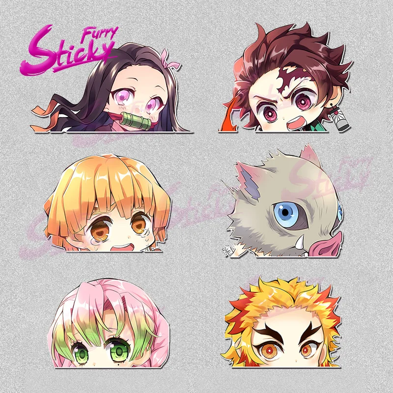 

Demon Slayer Anime Sticker Peep Through The Window Car Stickers Waterproof Sunscreen for Laptop Window Trunk