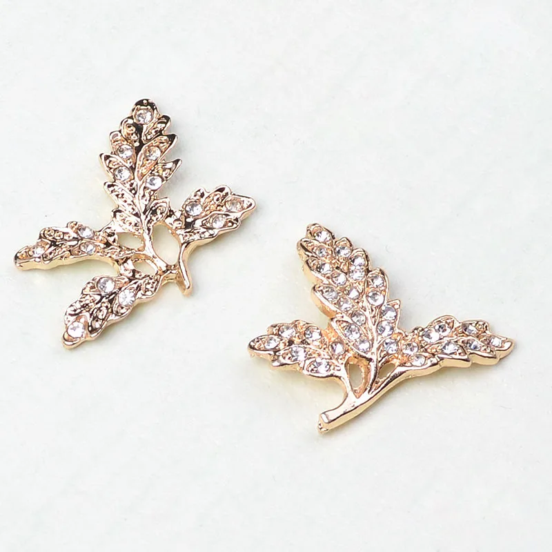 100 pieces set of handmade materials with crystal leaf jewelry pendant, headgear jewelry pendant, handmade materials