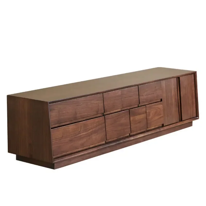 North American black walnut all solid wood TV side cabinet oak small apartment living room floor cabinet simple modern locker