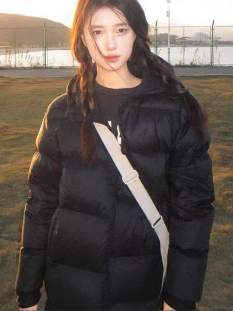 

Winter solid color hooded down cotton jacket women thickened Korean version fashionable casual bread cotton jacket