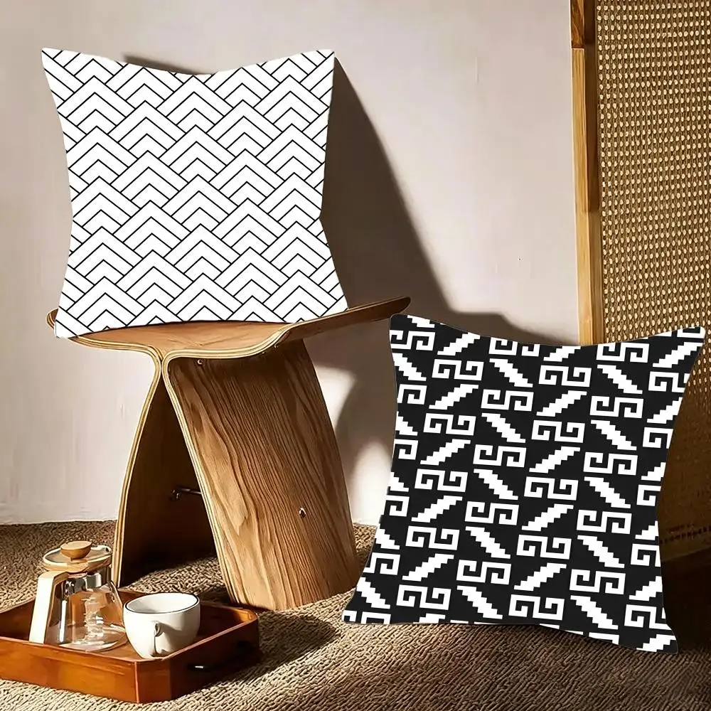 Pattern Design Key Fret Pattern Cushion Cover Crystal velvet sofa Aesthetic room decor Car seat back cushion