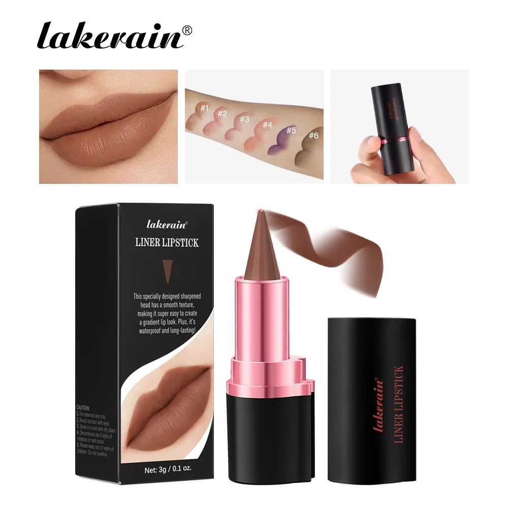 أحمر شفاه ولاينر غير لامع من Lakerain 2 في 1 - 6 ألوان، مقاوم للتلطخ، تطبيق فائق النعومة، طرف مدبب دقيق