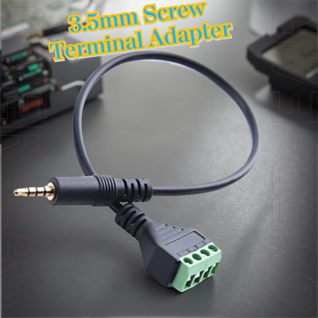 3.5mm TRRS Male to 4-Core Stereo AV 4 Screw Terminal Balun Connector Cable Speaker Cable Adapter