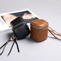 New Mini Handbag Coin Purse Soft Leather Lipstick Case Earphone Pouch Ins Style Lipstick Bag