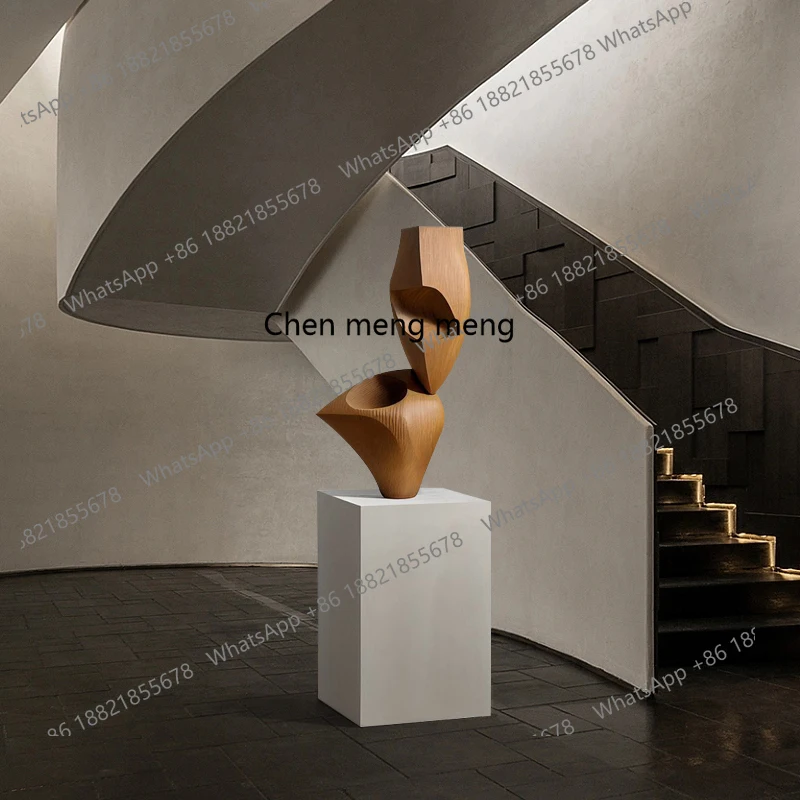 

Hotel abstract art sculpture large floor-to-ceiling ornament staircase corner wood carving ornament