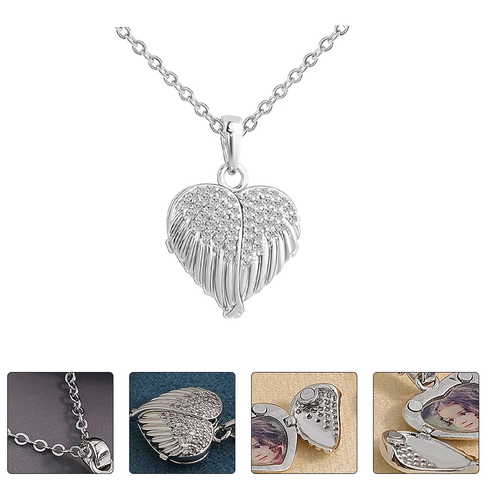 

Photo Box Heart Shaped Women Women Necklace Jewelry Clavicle Chain Clavicle Pendant Fashion Gifts Trendy Accessories