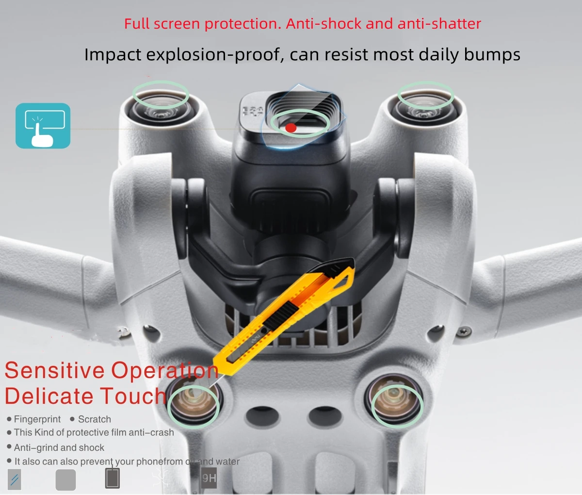 Película protetora para dji mini 3 pro sensor + lente, anti-risco, anti-pára-choques, acessórios