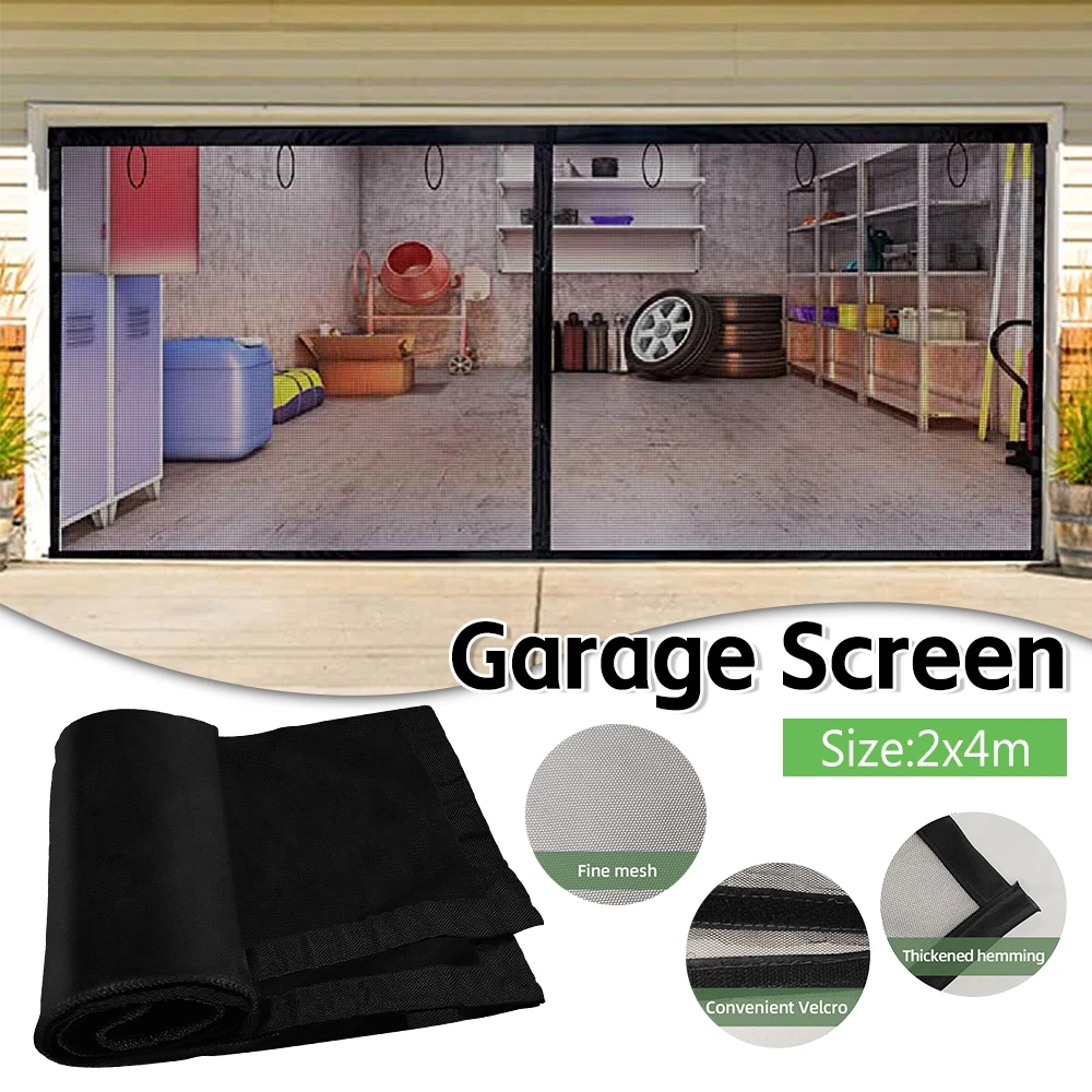 

Mesh Cloth Garage Screen Door Mosquito Netting Anti Bug Fly 2x4m for 2-Car Garages Hands-Free Door Curtain Summer Supplies
