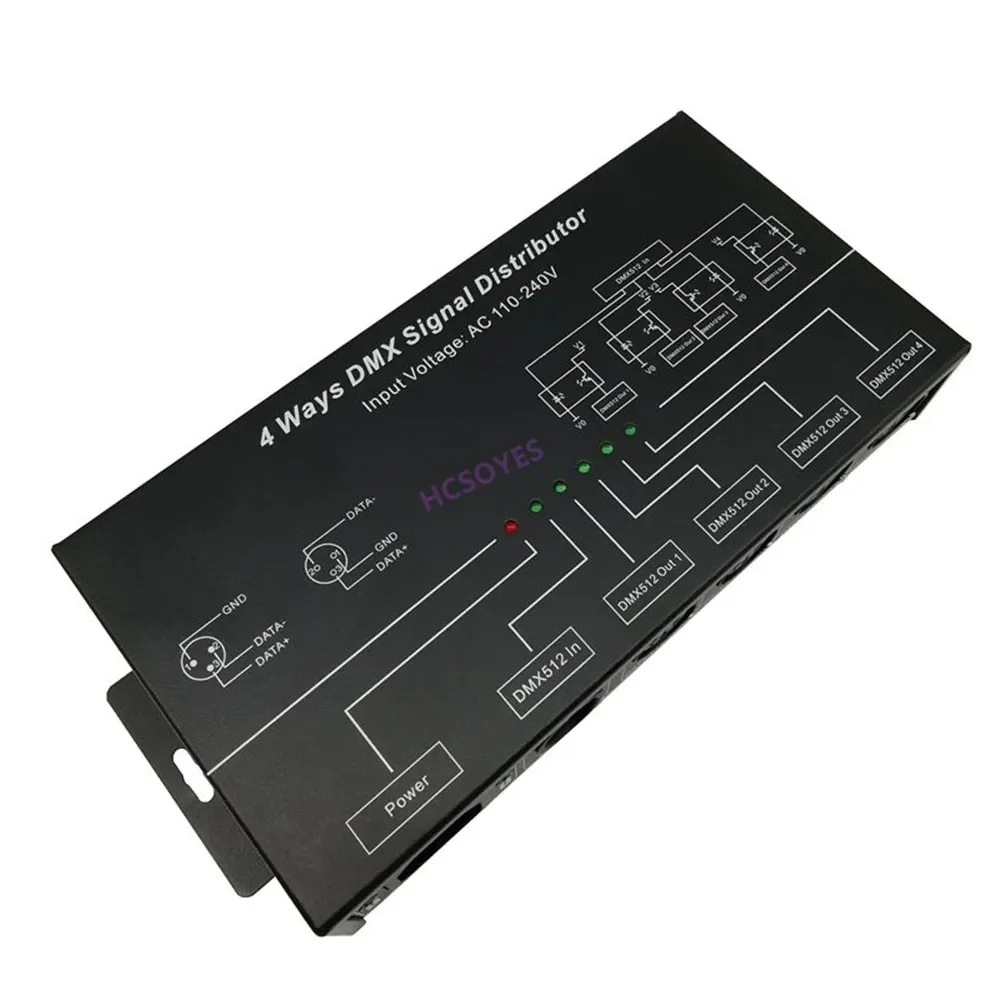 DMX124 AC100V-240V المدخلات DMX512 مكبر للصوت الفاصل DMX مكرر إشارة 4CH 4 منافذ الإخراج DMX موزع الإشارات #1