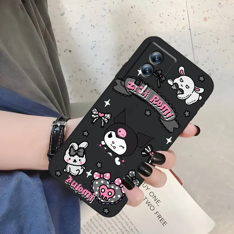 Kuromi Cartoon Sanrio Art For Xiaomi Redmi 9A 9C 9AT 10C 9 9T 10 12C 8 12 K60 A1 A2 K50 K40 5G Black Funda Phone Case