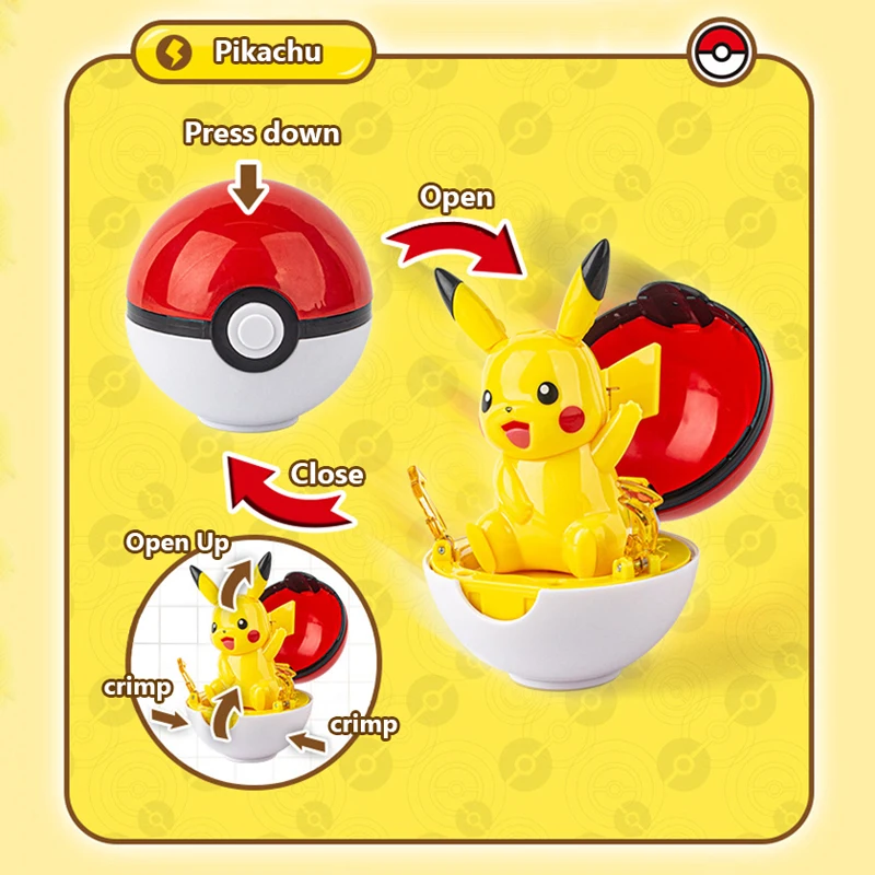 Pokemon Pikachu Cubone Piplup Mimikyu Transformation Pokeball Scalable Anime Figure Doll Model Kids Christmas Toy Birthday Gifts