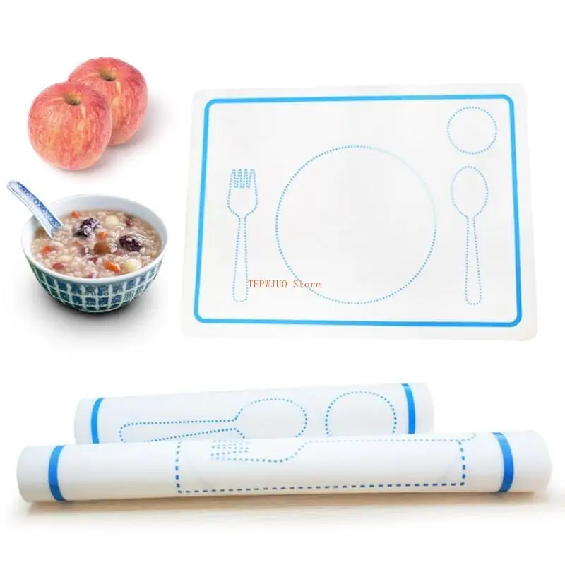 

U50F Anti-Slip Silicone Place Mat for w/ Plate Spoon Cognition Preschool Learning Toy