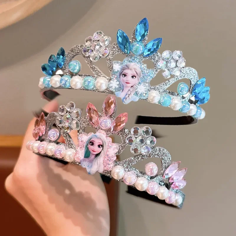 Diadema infantil de anime Frozen Kawaii: Corona de princesa Elsa – Accesorios para el cabello y vestidos para niñas, regalos