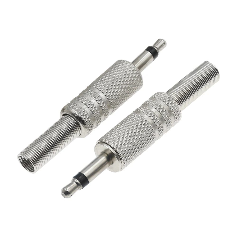 3.5mm Metal Headphone Plug, Mono Four-Segment Knurled Male Connector, Microphone Male Plug, Audio Connector