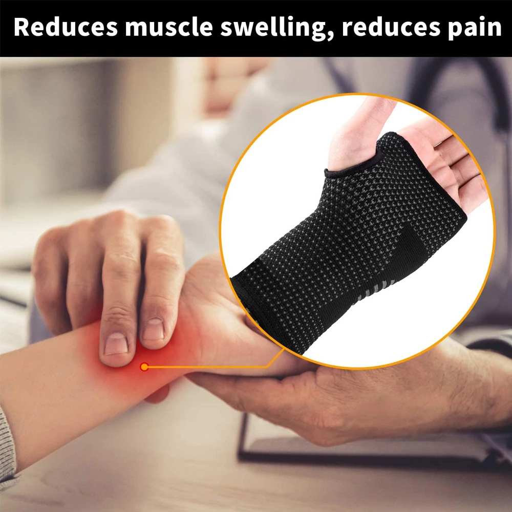 2Pcs Wrist Support Sleeve,Compression Gloves Carpal Tunnel for Women Men,Hand Brace Wrist Support Sleeves Tendonitis Pain Relief