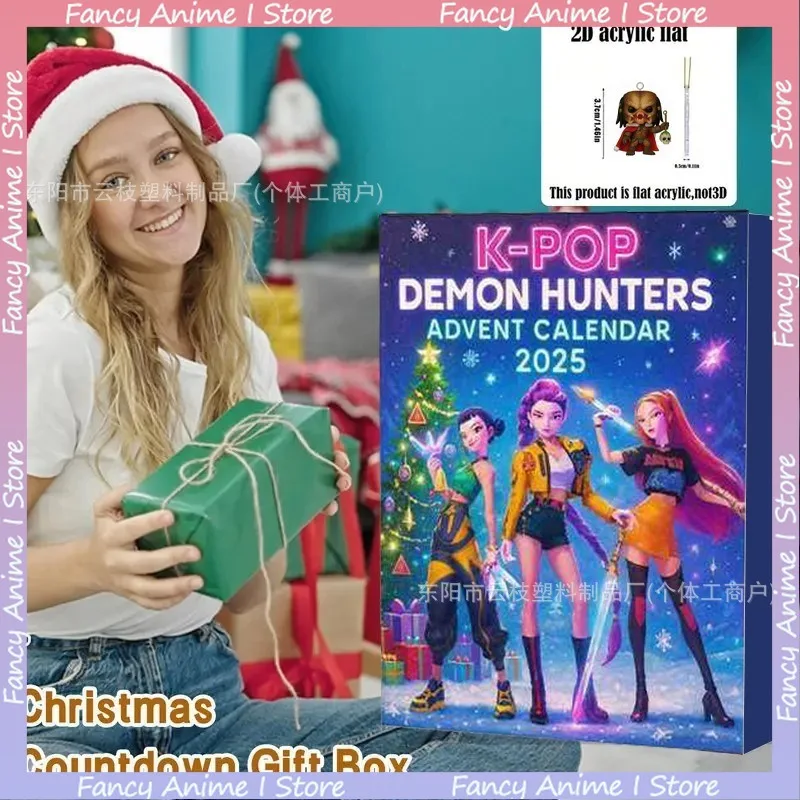 In Stock Hot New Christmas K-pop Demon Hunters Advent Calendar 24pcs PVC Advent Holiday Calendar Surprise Blind Boxes Gifts Toys