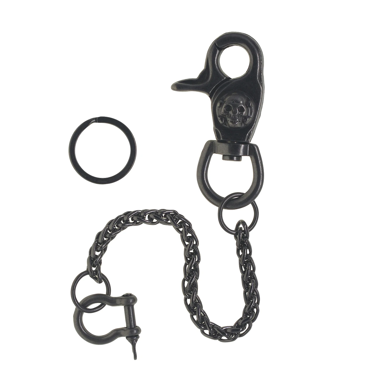Punk 10ins Short Gunmetal biker Jeans Wallet Snake Chain Keychain Metal Skull Buckle Clips Snap Hoop Belt Chain car keychain