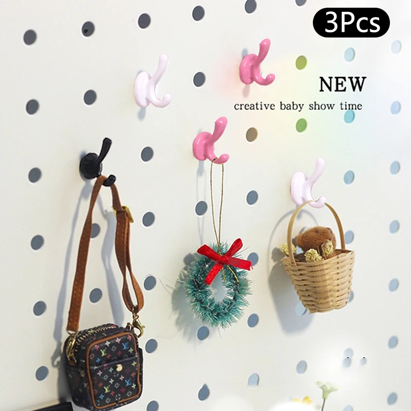 [JN] 3Pcs 1:12 Dollhouse Miniature Alloy Clothes Hook Model Living Scene Decor Doll House Accessories