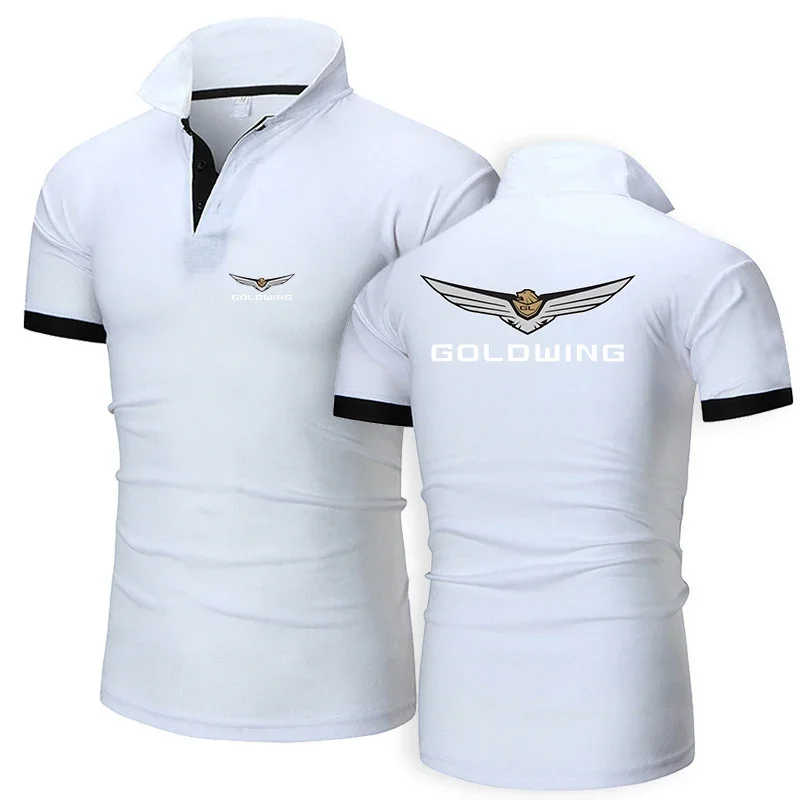 Japan Motorcycle New Polo Shirts Men Clothing Casual Button GoldWing Gl1800 Tops Fashion Solid Color Short Sleeve Male Tees